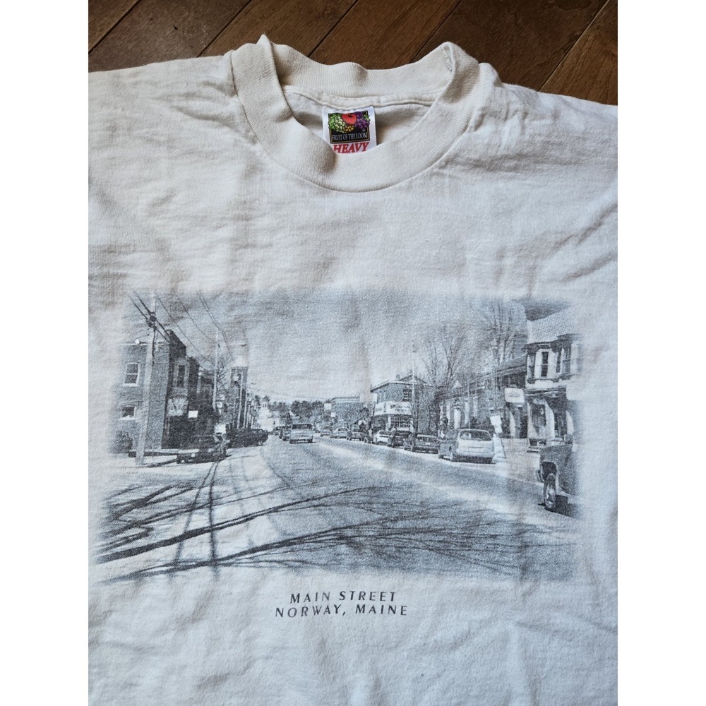 VTG Single Stitch XL Norway Maine T Shirt Main Street Fruit Of The Loom Cotton